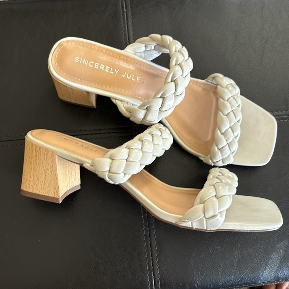 Sincerely Jules Onyx slip on braided heel sandals Size 10 NEW - Picture 2 of 9